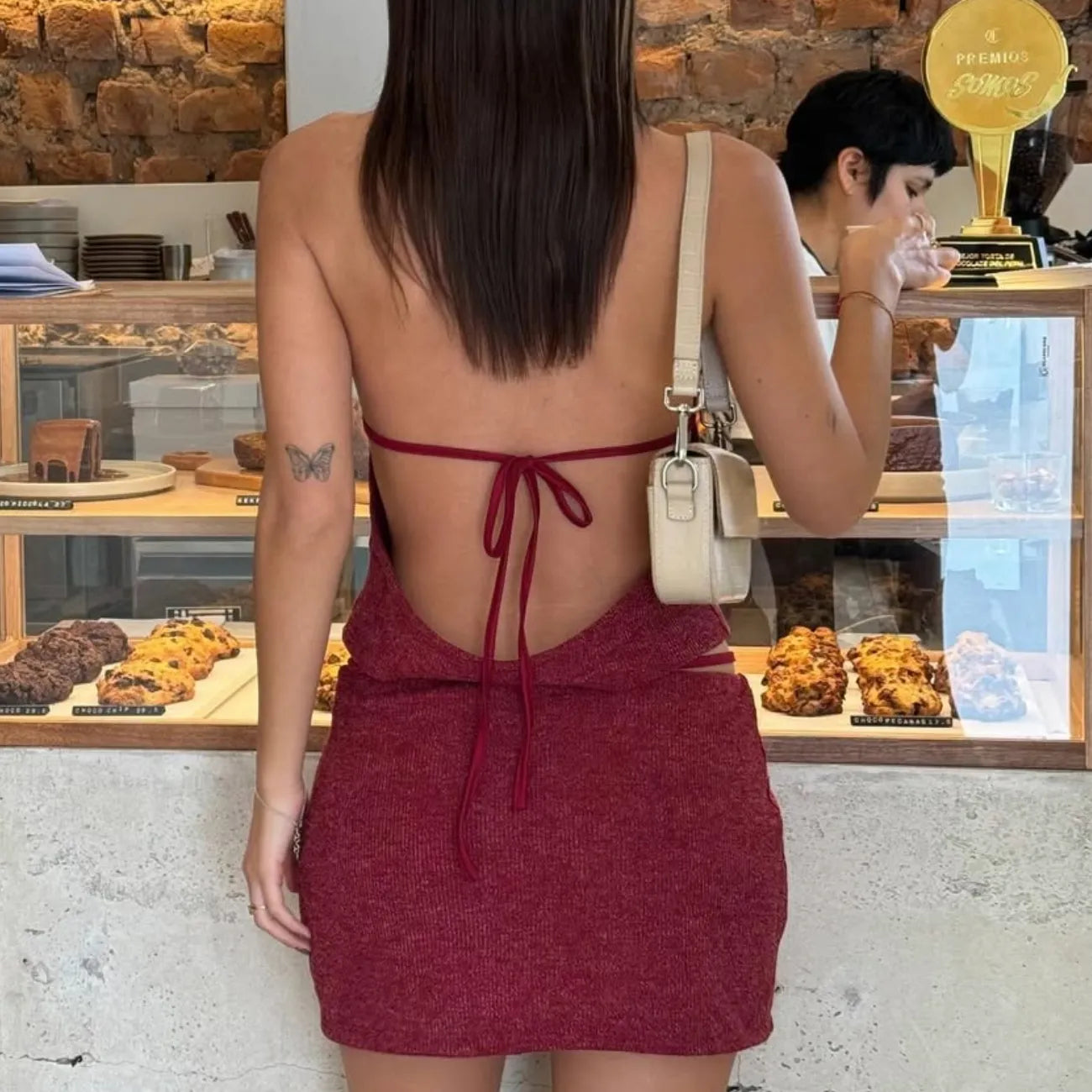 Conjunto Vermut, top y falda color vino, ropa de mujer Qalata Swim Perú