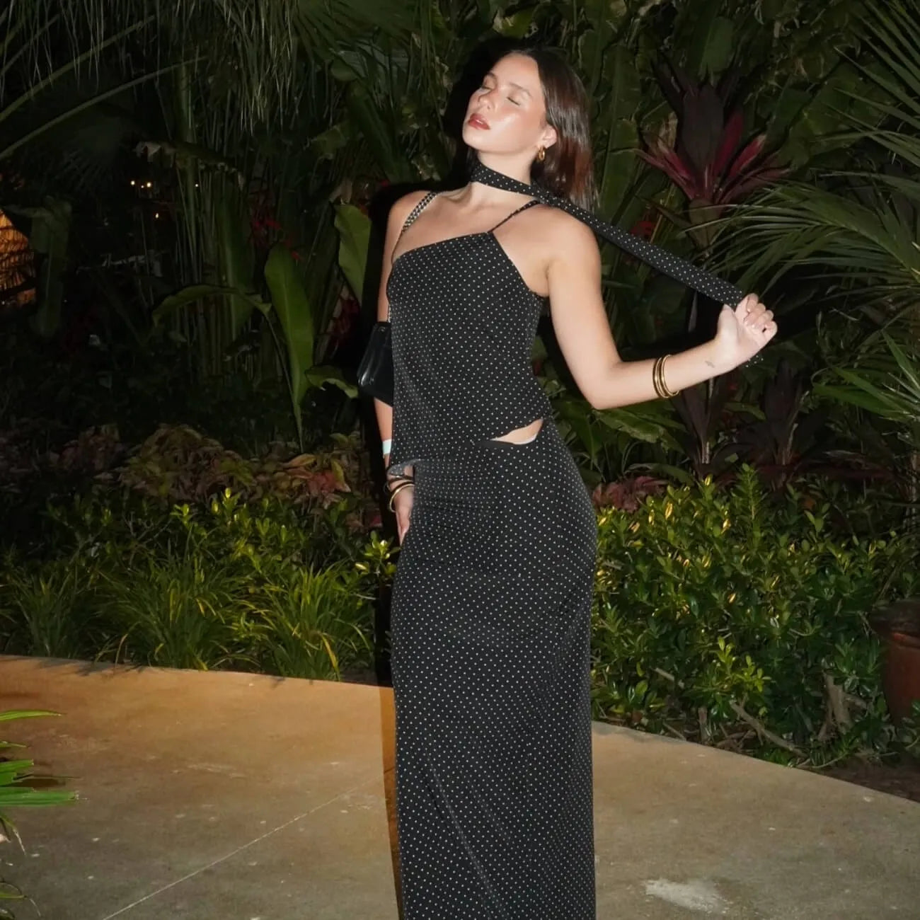 Conjunto Bagary Dots, top y falda con lunares, ropa de mujer Qalata Swim Perú